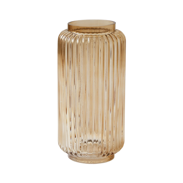 Champagne Ribbed Glass Vase for Elegant Home Decor