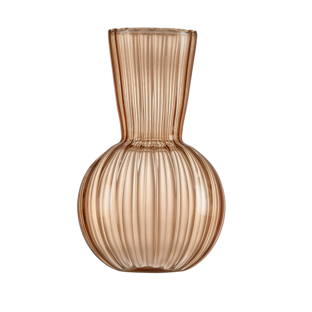 Elegant Amber Bubble Textured Glass Flower Vase