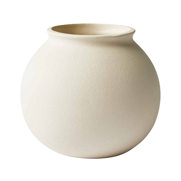Matte Ceramic Round Vase Cream White Home Table Decor